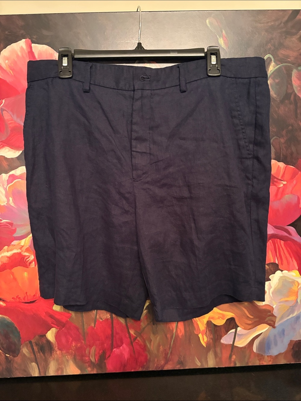 NWOT 100% Linen ZARA Navy Shorts women’s